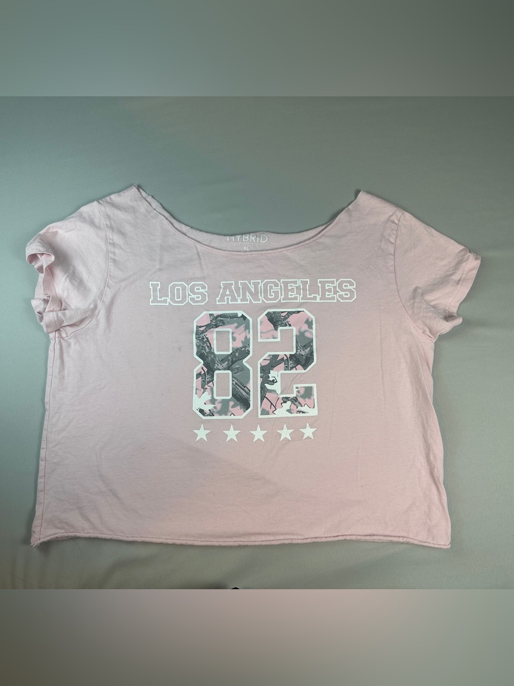 Hybrid Apparel Pink Top XL Los Angeles 82 Camo Graphic Crop Tee Oversized